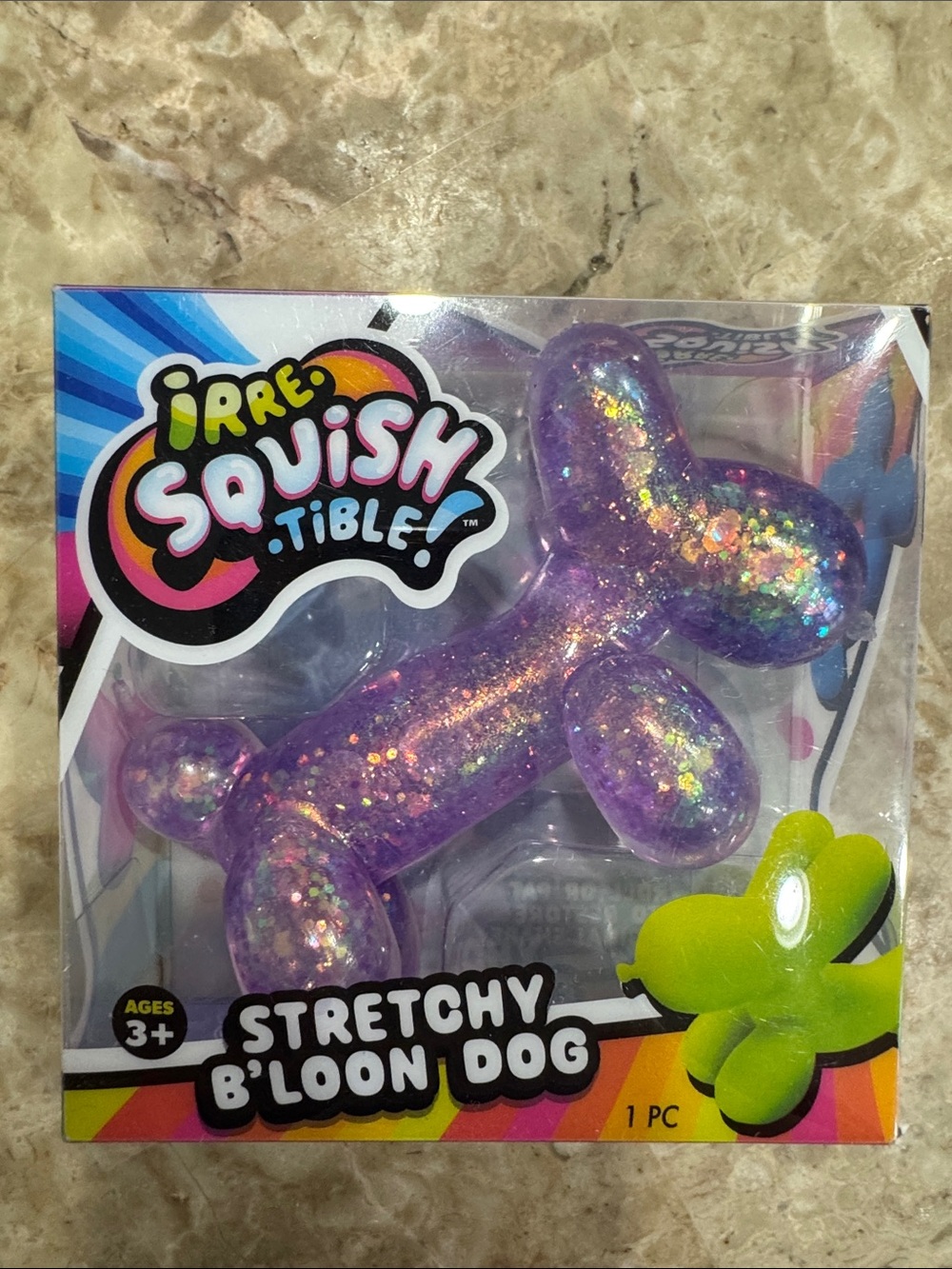 Irre-Squish Tible! Stretchy B'loon Dog - Purple Glitter